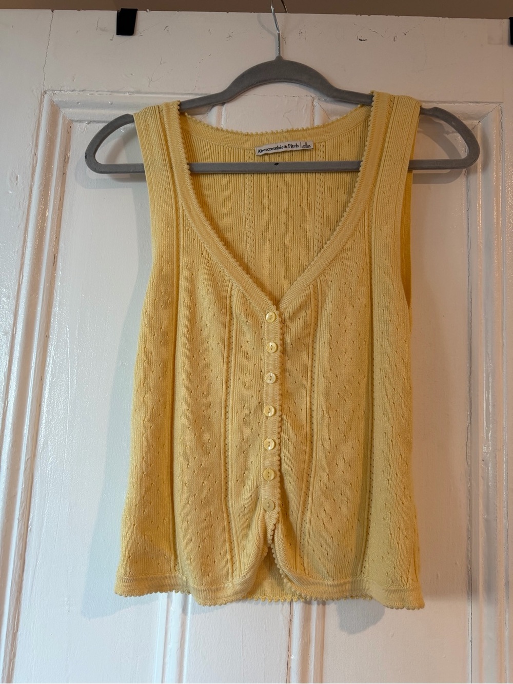 Abercrombie & Fitch Light Yellow Button Front Knit Tank